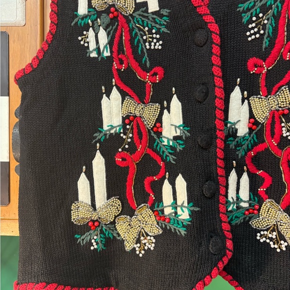 Victoria Jones Woman Black Cardigan with Festive Accents - Picture 4 of 9